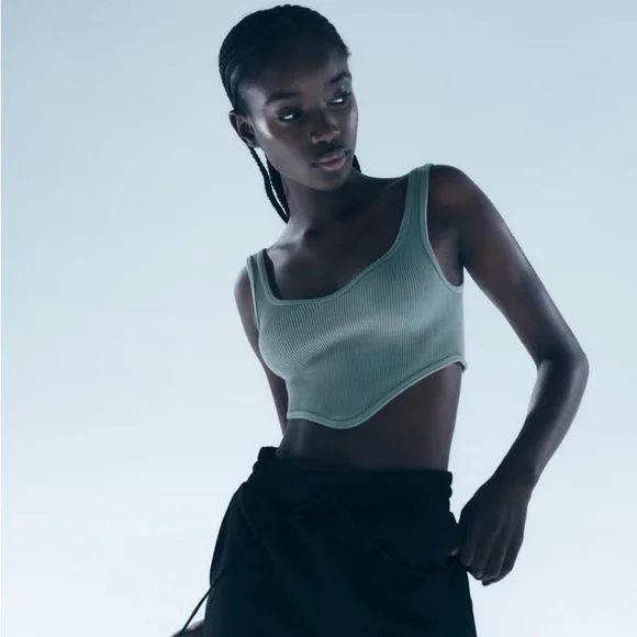 Zara Blue Gray Seamless Corset Top - Picture 12 of 16